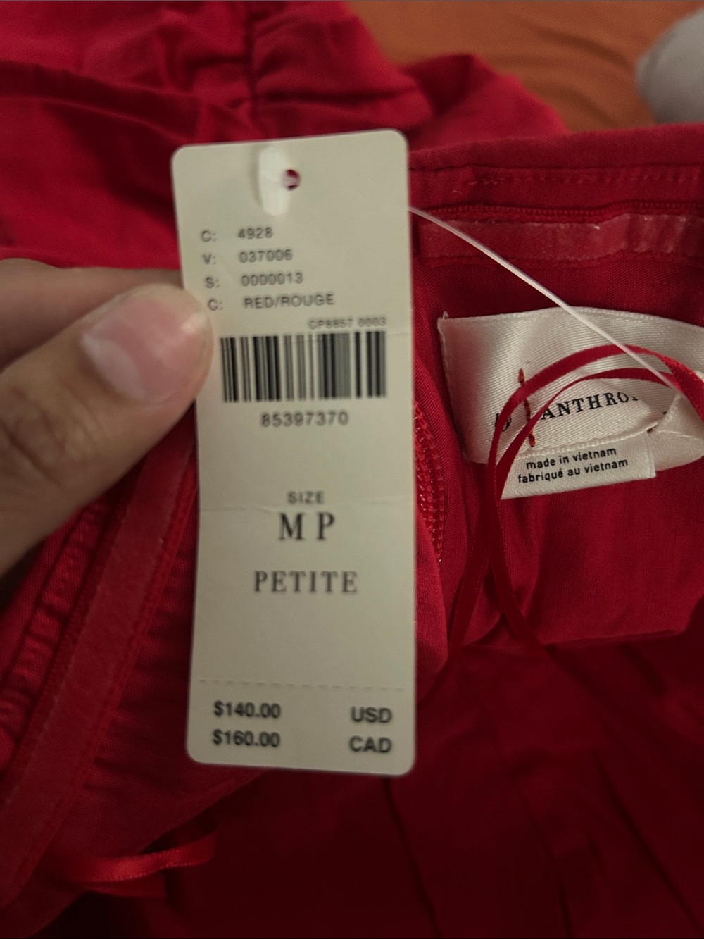 Anthropologie Red Strapless Ruched Mini Dress - Picture 4 of 4